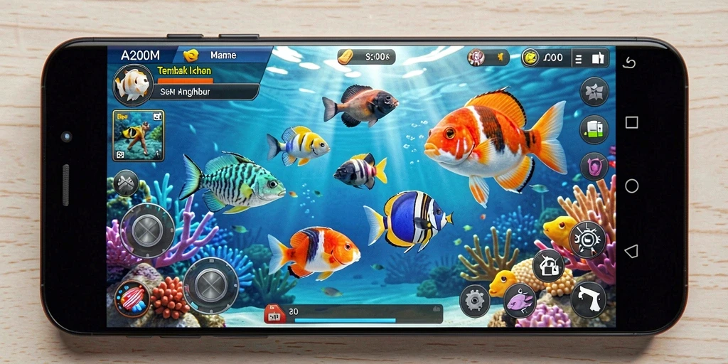 Tampilan gameplay menembak ikan yang seru di A200M.