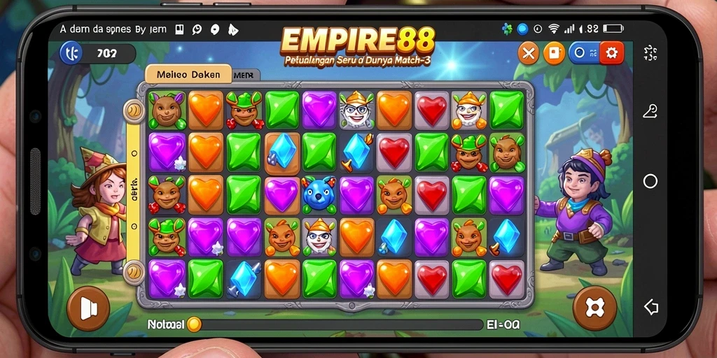 Gameplay seru dalam EMPIRE88 dengan berbagai tantangan Match-3.