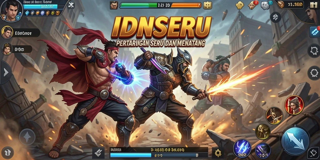 Tampilan gameplay utama IDNSERU yang mendebarkan dalam pertarungan epik.