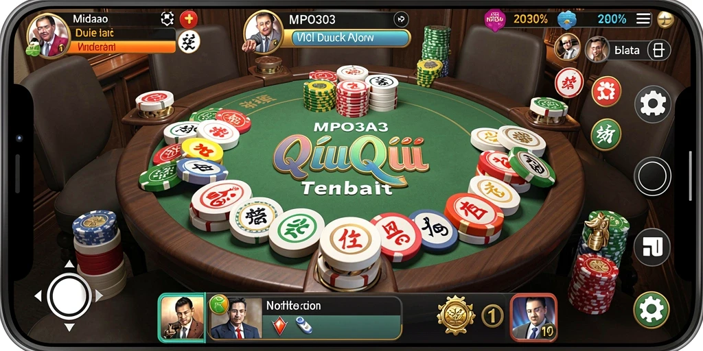 Screenshot MPO303 menampilkan aksi seru dalam permainan QiuQiu.