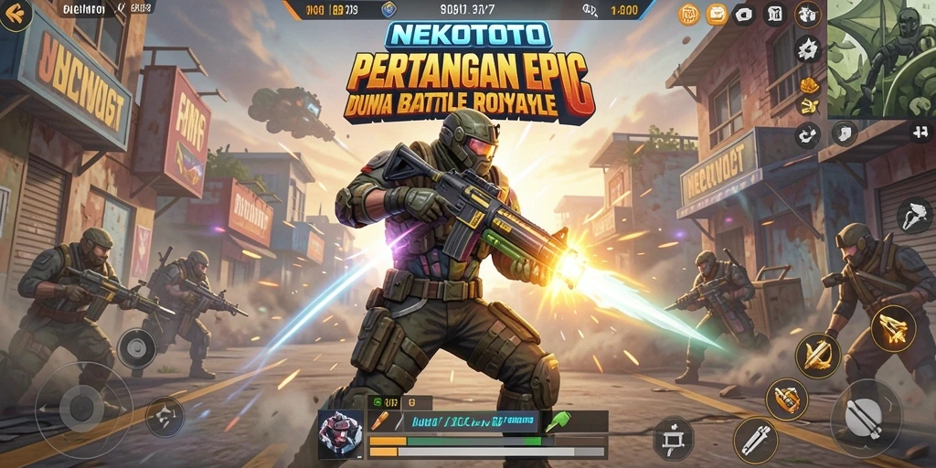 Tampilan gameplay seru dalam NEKOTOTO dengan pertempuran epik.