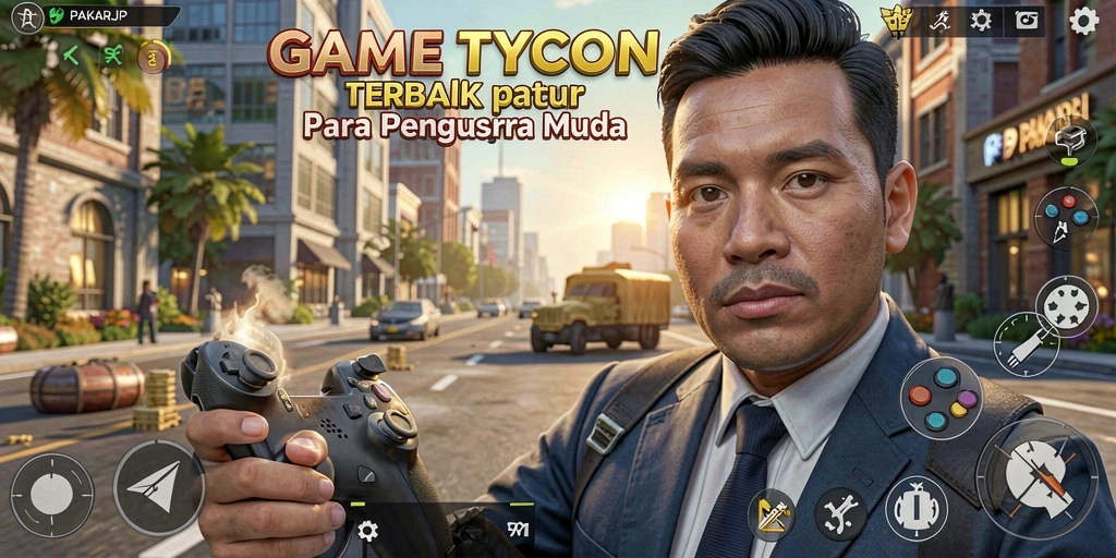 Tampilan gameplay <strong>PAKARJP</strong> yang menakjubkan dengan berbagai elemen Tycoon.