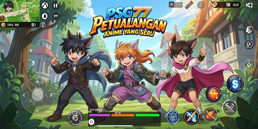 Tampilan gameplay PSG77 dengan karakter anime yang menarik.