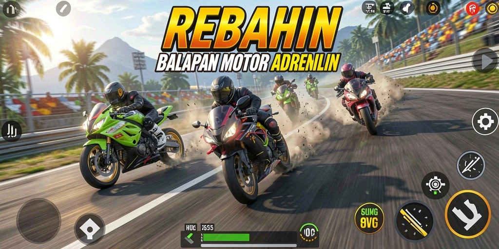 Tampilan menegangkan dari balapan motor di REBAHIN.