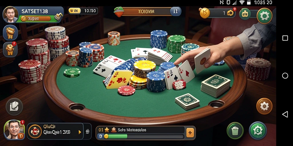 Screenshot gameplay SATSET138 menampilkan aksi seru permainan QiuQiu.