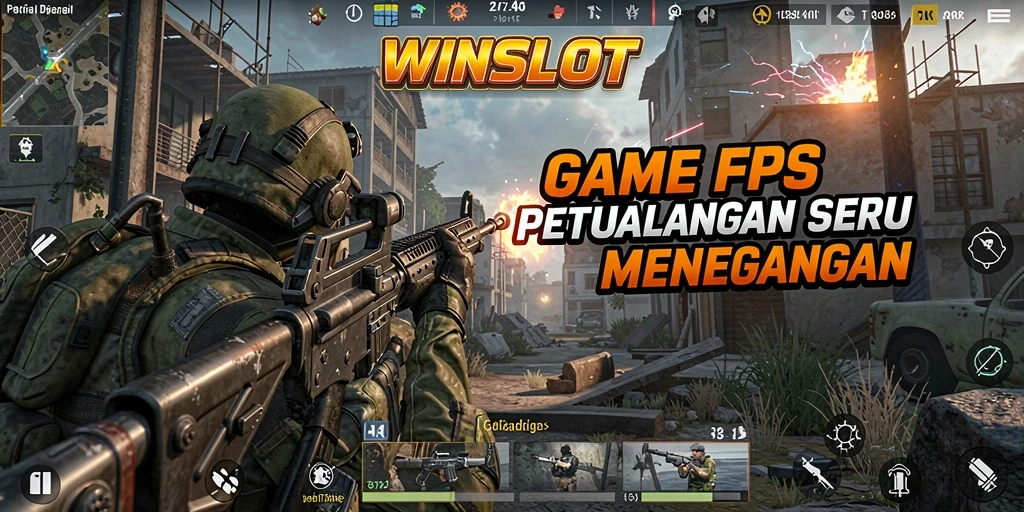 Screenshot WINSLOT menampilkan aksi gameplay FPS yang mendebarkan.
